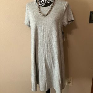 NWT SMALL HEATHER GRAY TEE SHIRT DRESS WITH DEEP BACK V